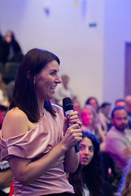 Event attendee asking a question
